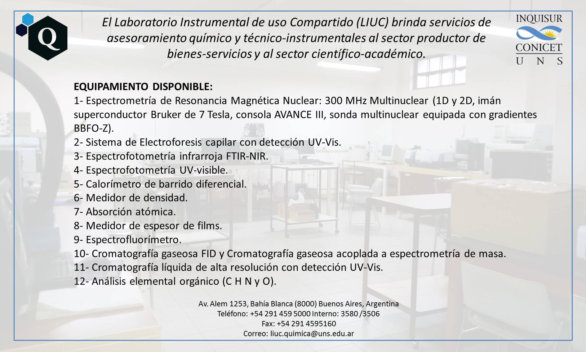 equipamiento disponible